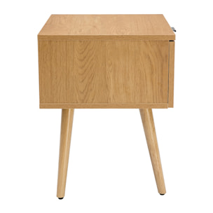 Tables de chevet finition bois clair, cannage rotin et métal noir (lot de 2) MANILLE