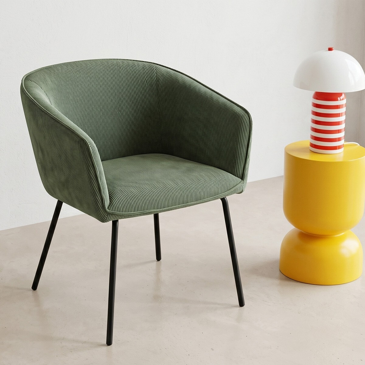 Lot de 2 fauteuils de table en velours côtelé - SWANN