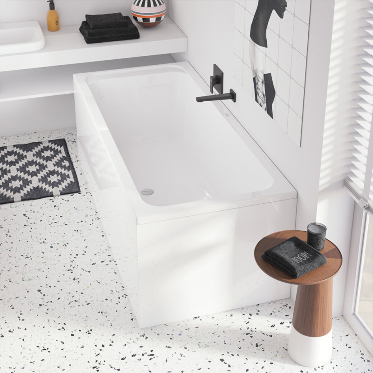 Baignoire droite VILLEROY ET BOCH Architectura acrylique avec pieds