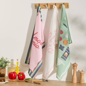 Lot de 3 torchons Della pasta 70x45cm en coton