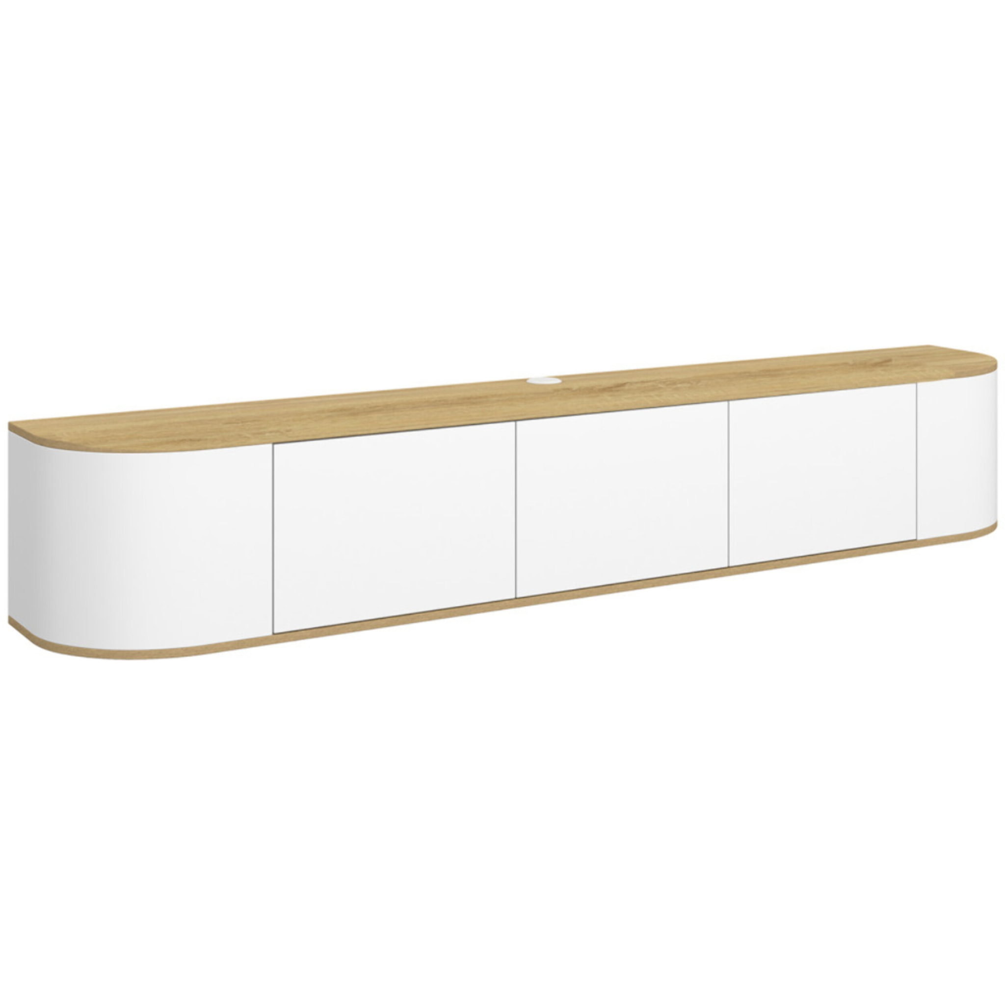 Meuble TV suspendu Elora bois blanc 180cm