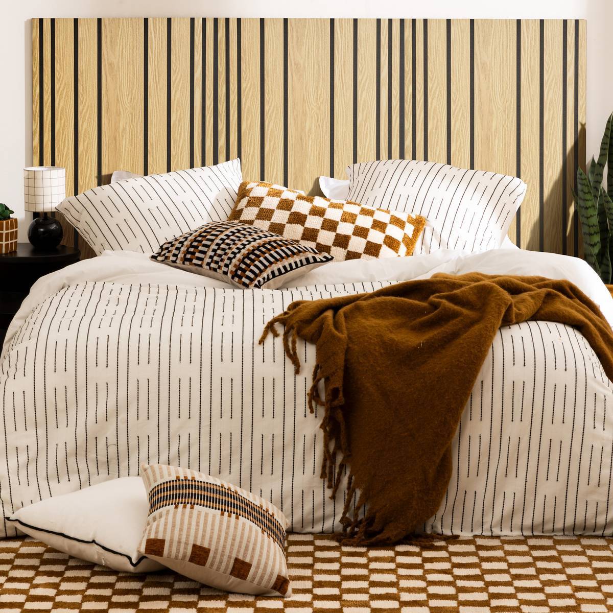 Panneau décoratif mural Colva beige fond noir 120x60cm