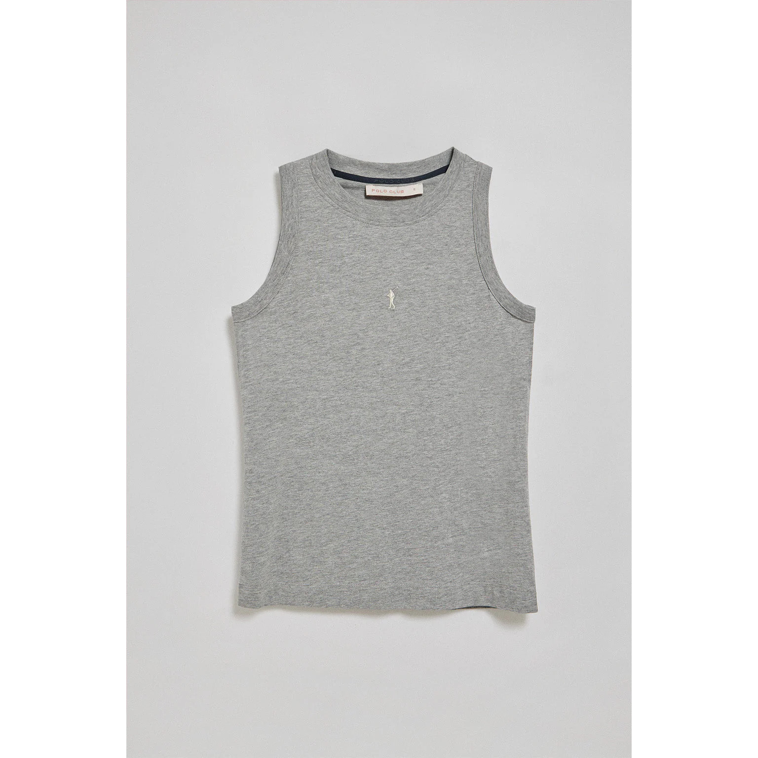 Camiseta básica gris vigoré sin mangas y cuello redondo con logo bordado Rigby Go