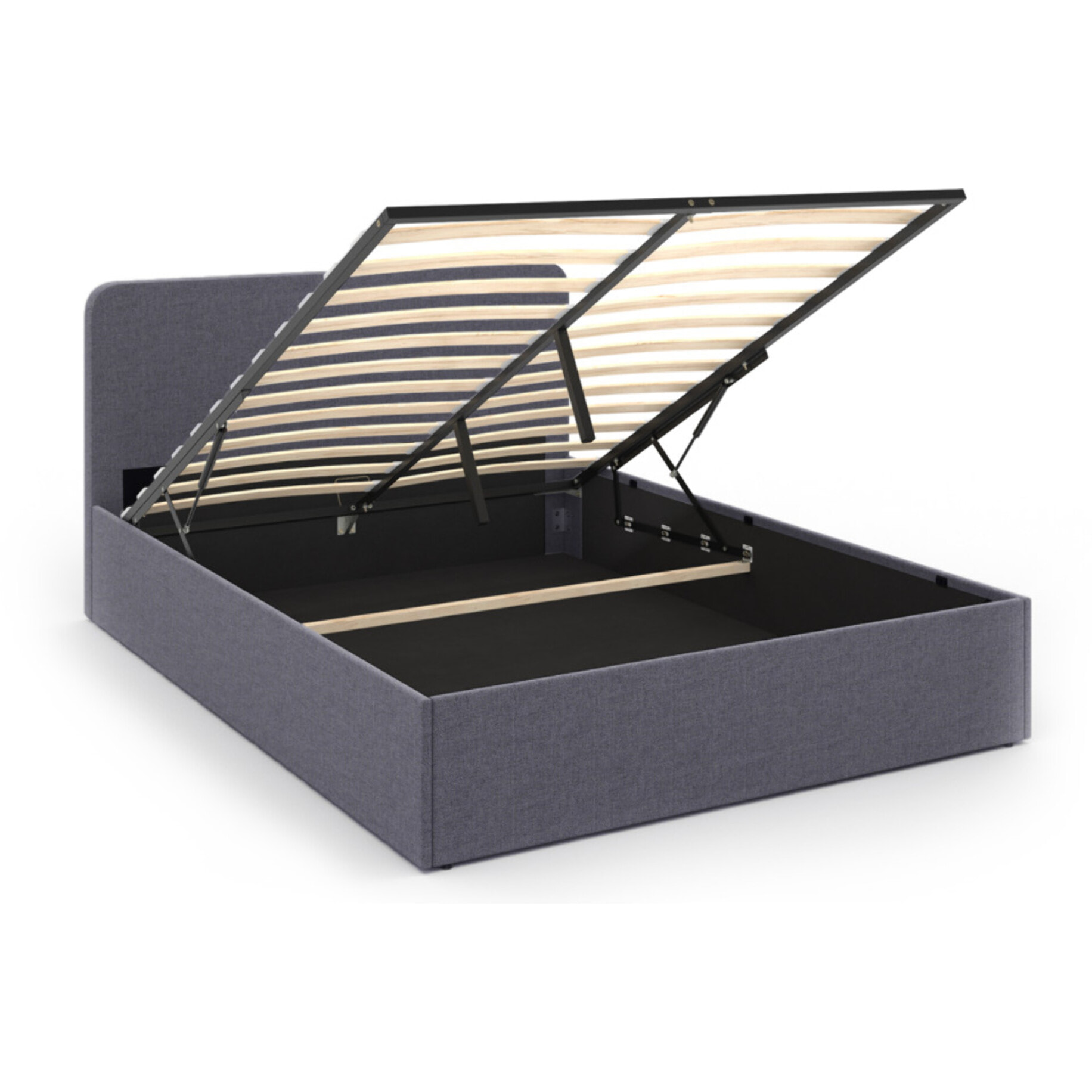 Lit avec tete de lit arrondie Louise - Gris