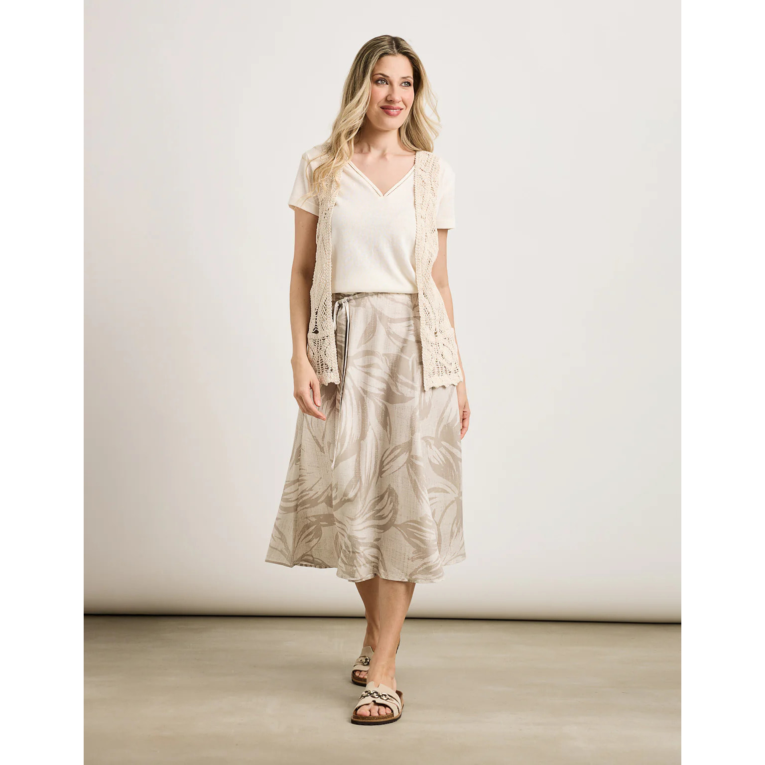 Falda Midi Beige - Trofe