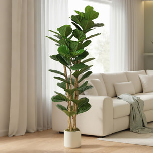 Arbre artificiel plante artificiel figuier lyre H.1,8 m vrais troncs 91 feuilles grand réalisme