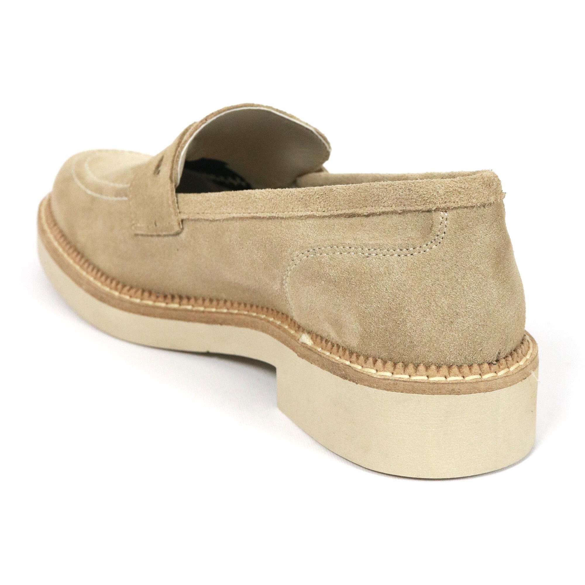 MOCASSINO CAMOSCIO VERA PELLE CHOCOLA' BEIGE