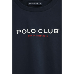 Maglietta blu marino a maniche lunghe con logo Established 2012 Polo Club