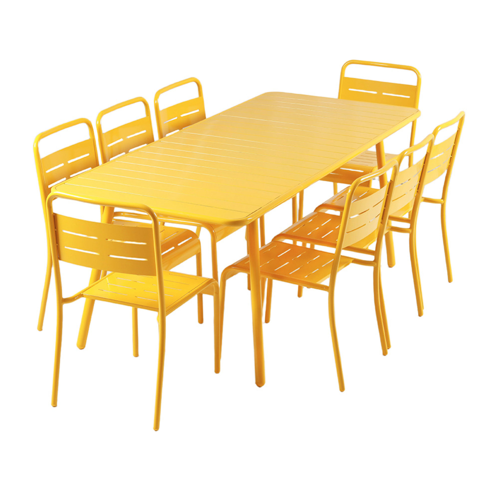 Ensemble table de jardin 200 cm et 8 chaises jaune EVORA