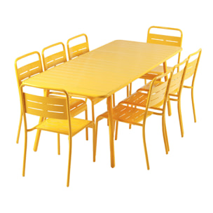 Ensemble table de jardin 200 cm et 8 chaises jaune EVORA