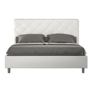 Letto matrimoniale con rete imbottito 160x200 similpelle bianco Priya