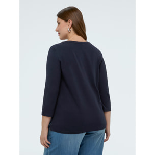 Fiorella Rubino - T-shirt in jersey di cotone con crystal - Blu