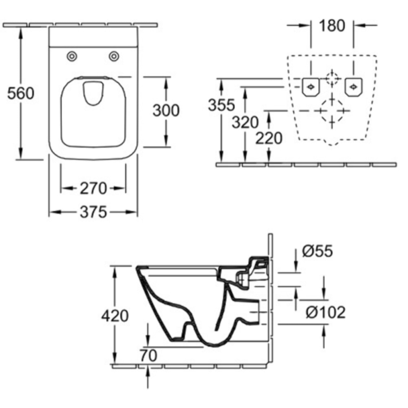 Cuvette WC suspendu sans bride Villeroy & Boch Finion + abattant frein de chute