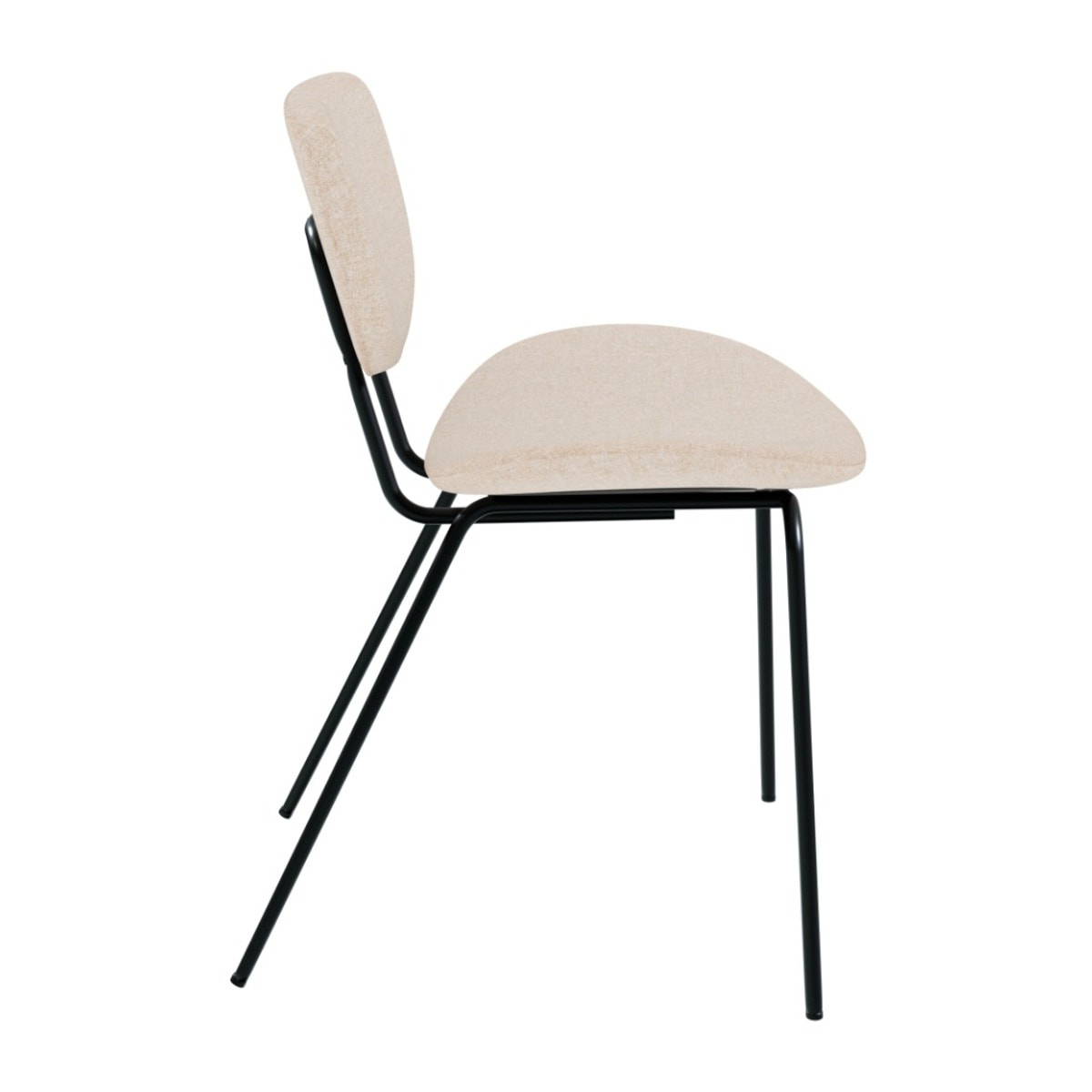Lot de 2 chaises en tissu beige et pieds en métal noir - Verner