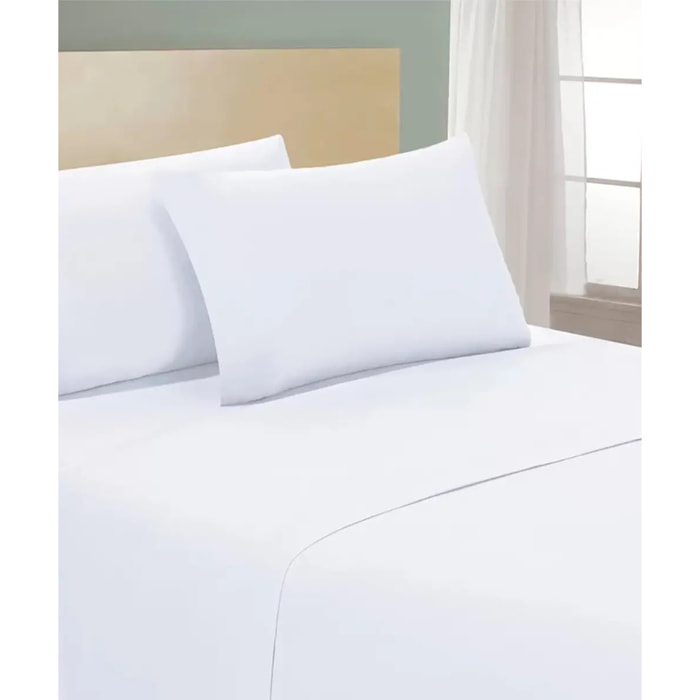 Lenzuolo superiore PERCALLE BIANCO tinta unita per letto matrimoniale 100% Percalle di Cotone e Made in Italy
