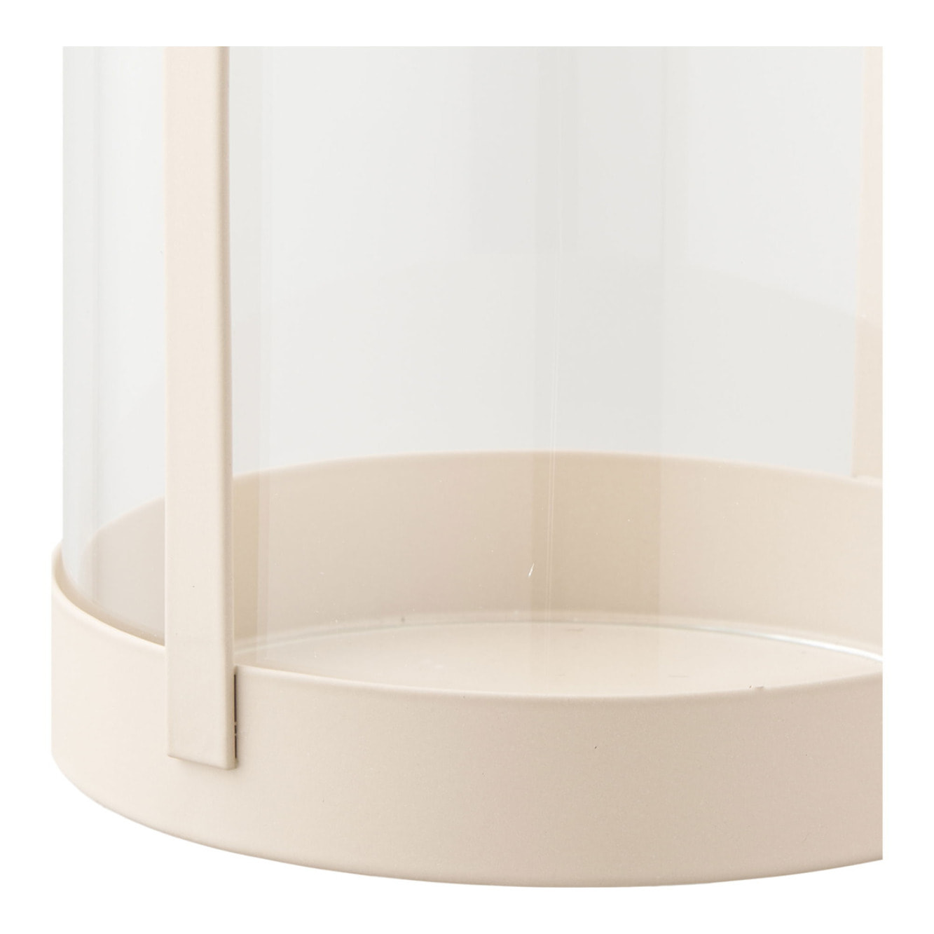 Set 2 portacandele hurricane in vetro e metallo beige - misure ø12/18 cm