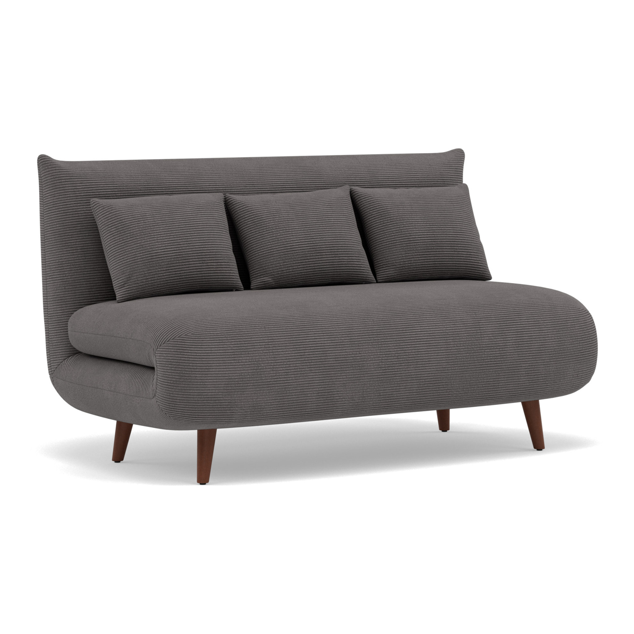 Lumi - Banquette convertible clic-clac 2 places en velours côtelé - Gris