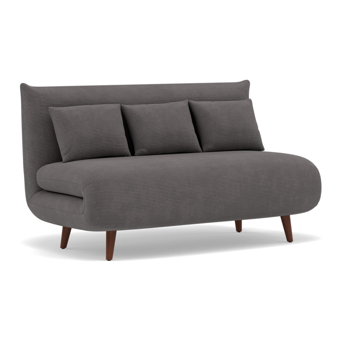 Lumi - Banquette convertible clic-clac 2 places en velours côtelé - Gris