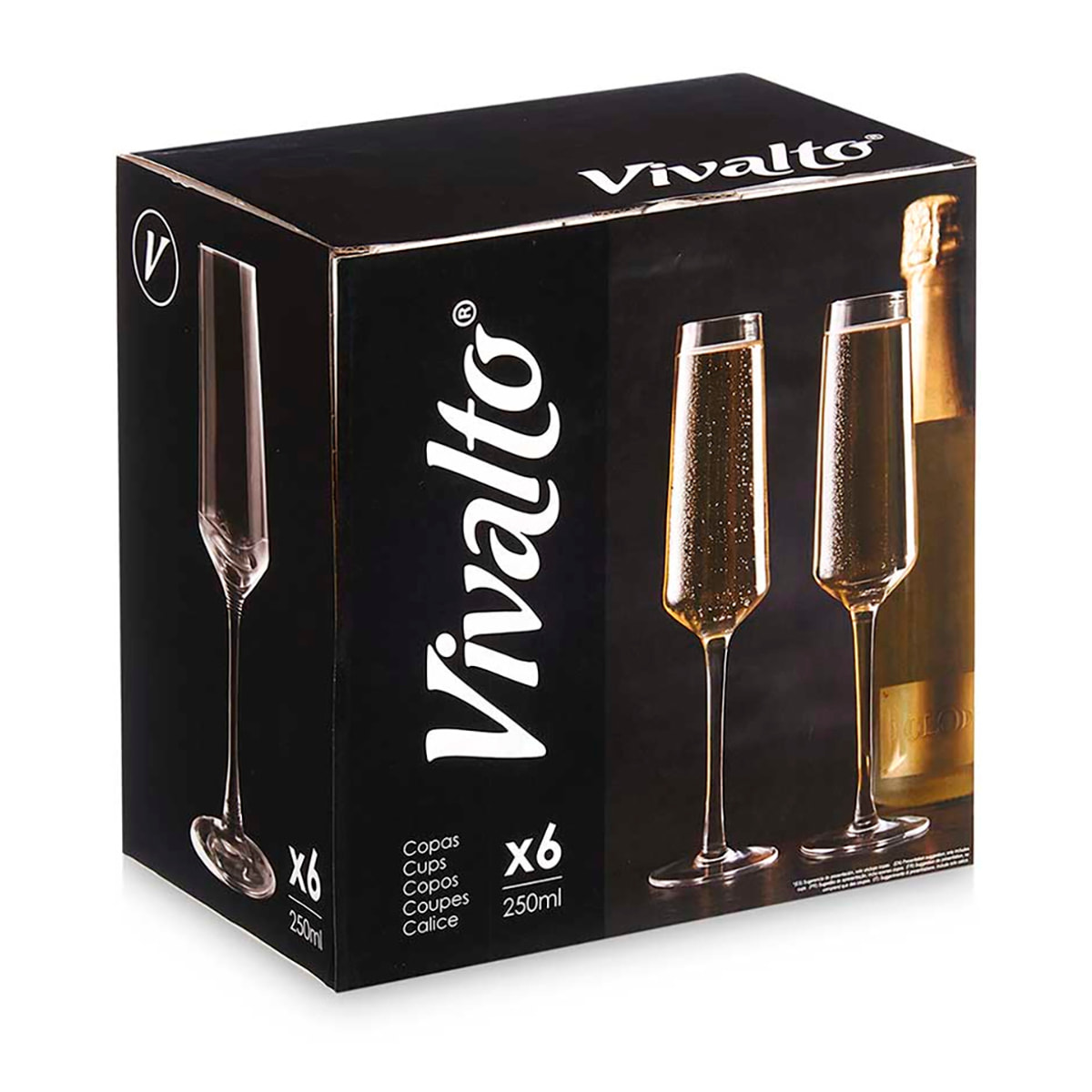 PACK 6 BICCHIERI CHAMPAGNE CONICI 250ML