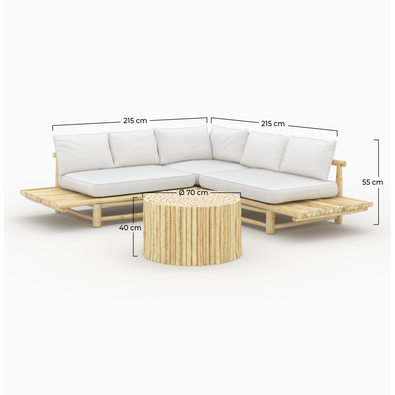 Salon de jardin 4 personnes en bois de teck massif - Imani