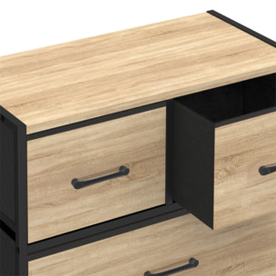 Commode Iris 5 tiroirs en bois et tissu