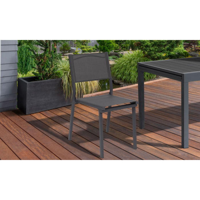 Chaises de jardin empilables en textilène grises - lot de 6