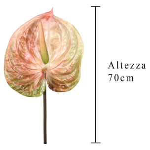 Fiore Di Anthurium. Altezza 70Cm - Pezzi 6 - 15X70X5cm - Colore: Verde - Bianchi Dino - Fiori Artificiali