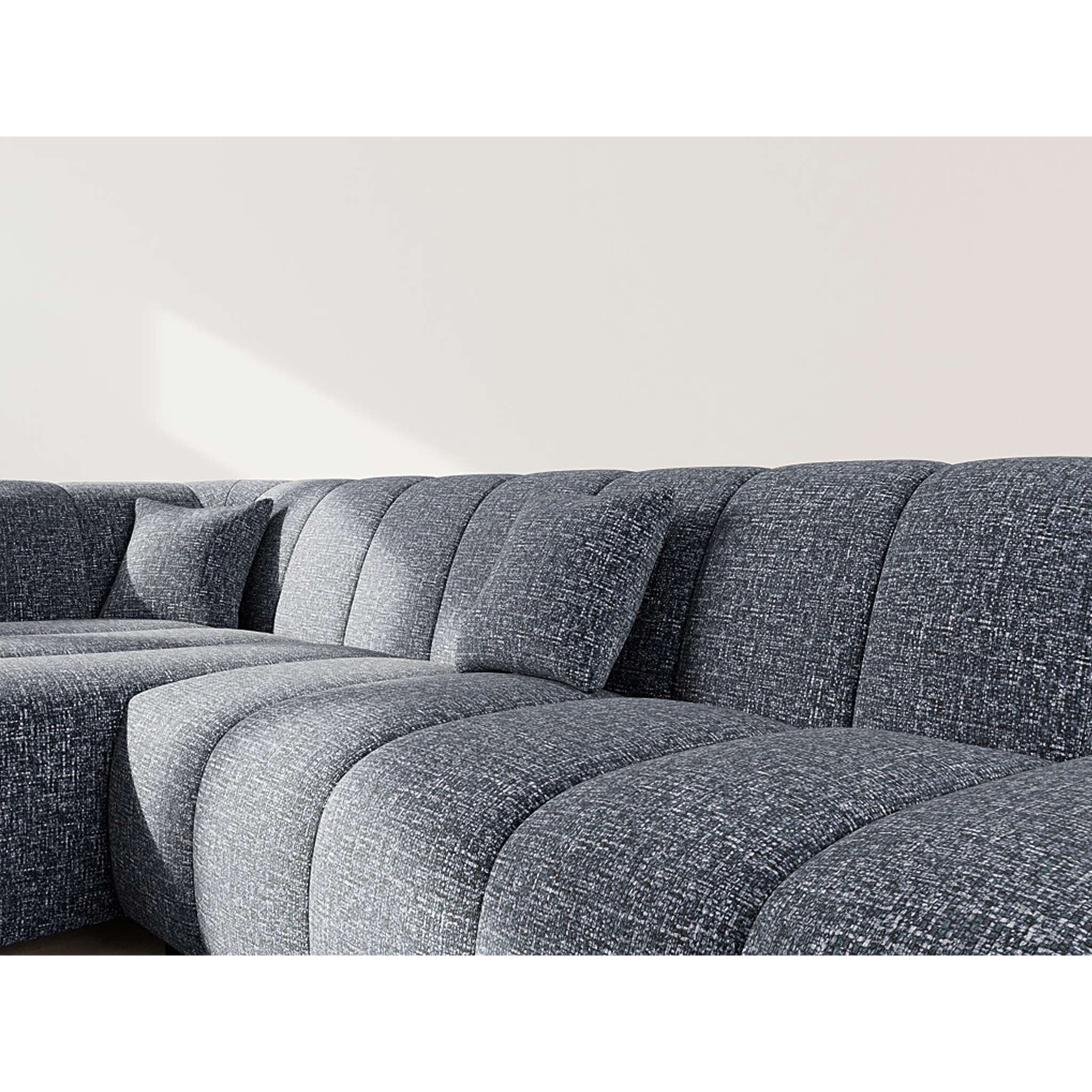 Curtis - canapé d'angle gauche 4 places sans accoudoir en tissu texturé - Bleu