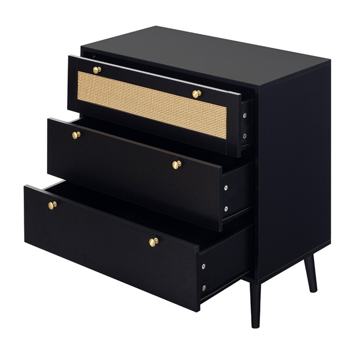 Goto - commode - noir et cannage - 80 cm - Noir