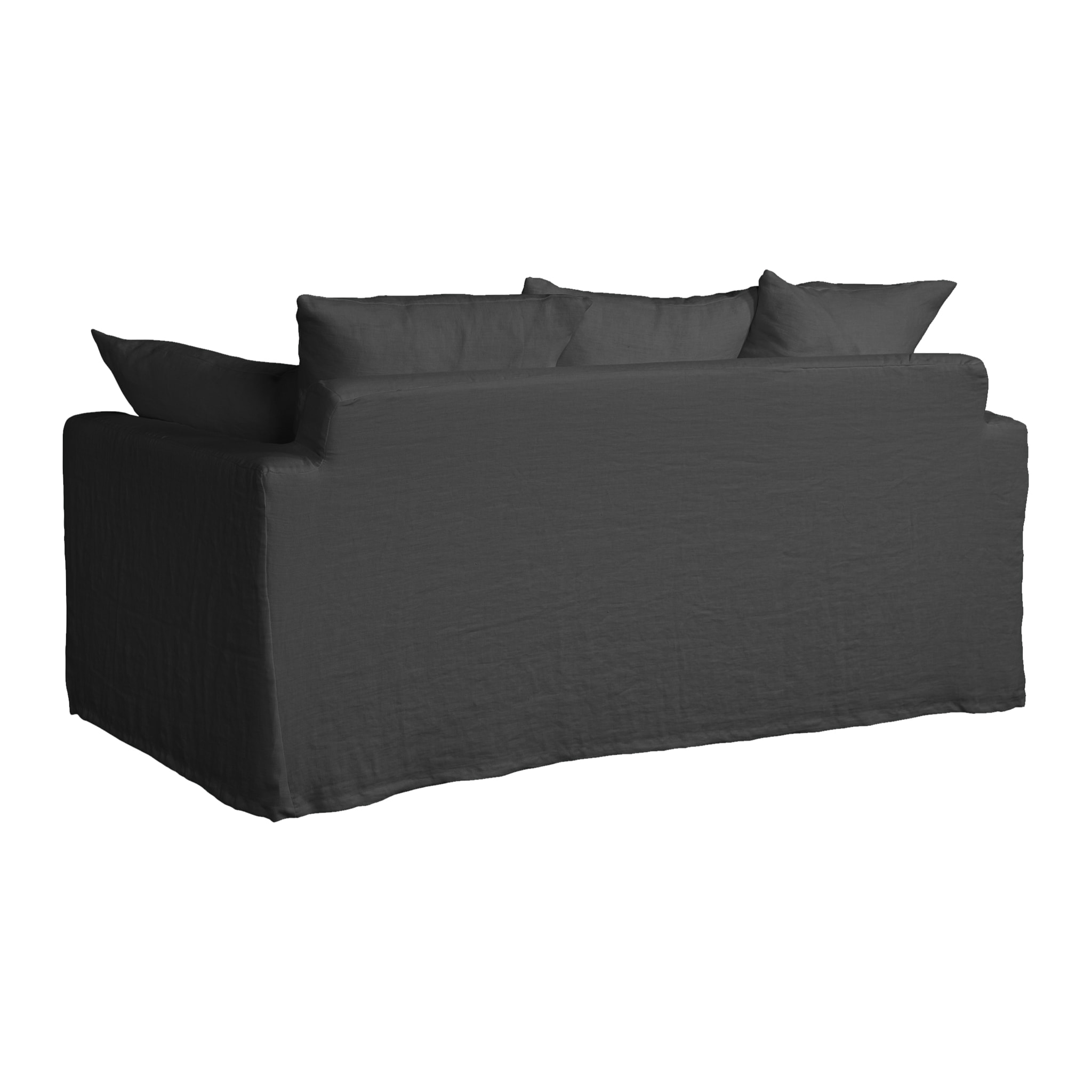 Canapé lin 3 pl SOFIA 177 cm fixe tissu Anthracite 100% déhoussable – Fab France