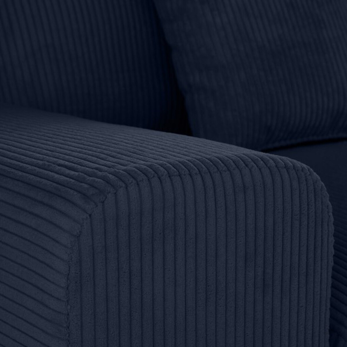 Garance - module d'assise 2 places avec accoudoir gauche - en velours côtelé - Bleu nuit