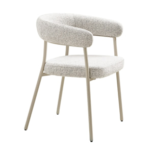 Sadie - lot de 2 chaises FSC  100% en tissu texturé - pieds en acier - Beige