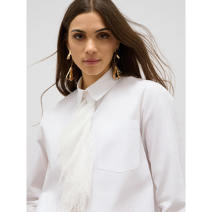 Oltre - Camisa oversize de popelina con encaje - Blanco