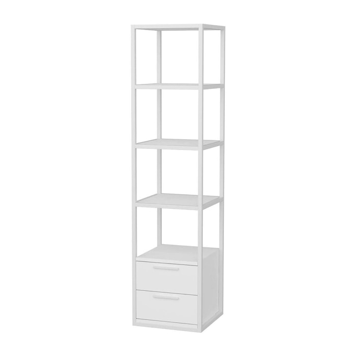 Libreria Dfogliat, Scaffale da ufficio, Mobile portalibri, Biblioteca, 39x39h169 cm, Bianco