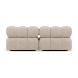 Ruby - canapé droit modulable 2 places en velours texturé - Beige