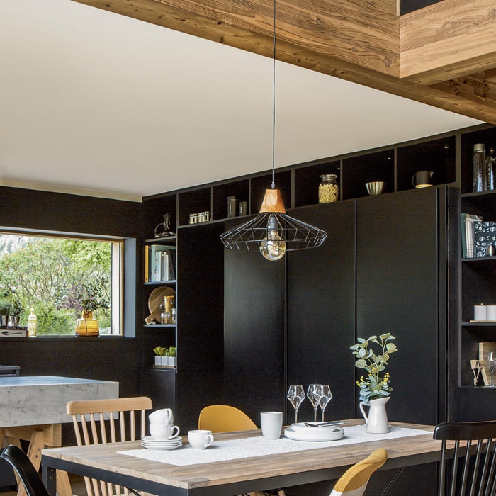 Suspension filaire "Ben" noire - métal D38 cm