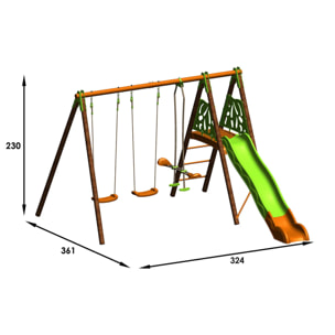 Balançoire en bois poutre métal 2,30 m Techwood Premium AKEO - 6 enfants