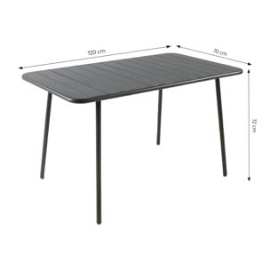 EVORA Table de jardin 4 à 6 places 120cm gris foncé
