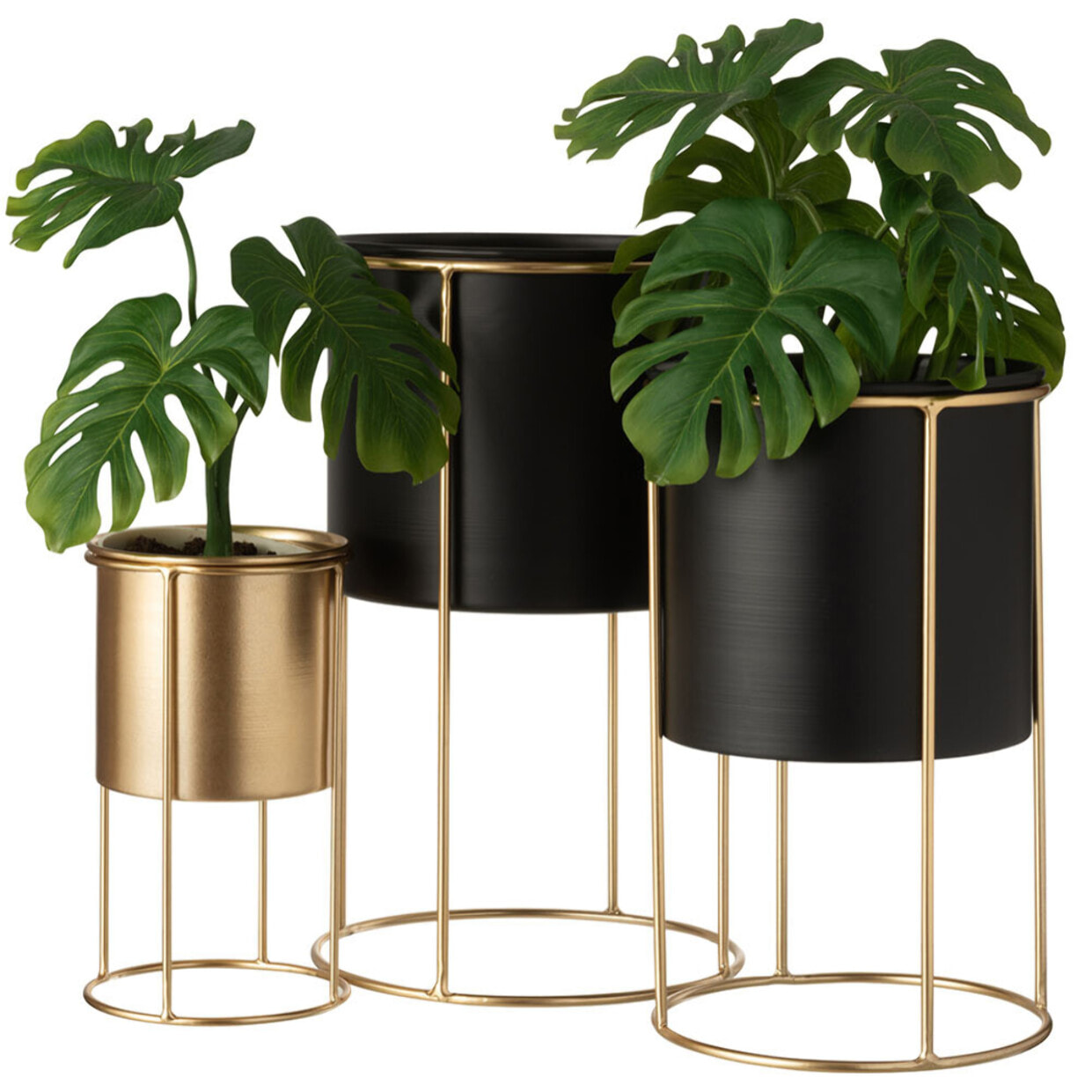 J-Line cache-pot Sur Pied - métal - noir - large - Ø 18 cm