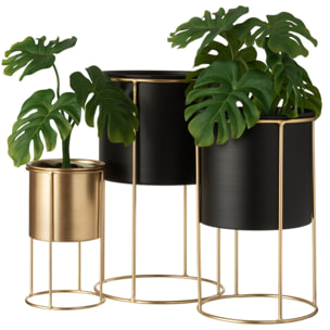 J-Line cache-pot Sur Pied - métal - noir - large - Ø 18 cm