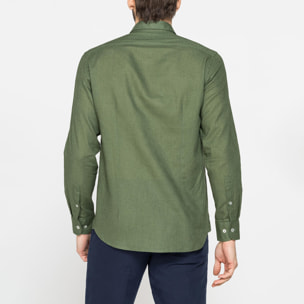 CAMICIA MISTO LINO COTONE IN COLORE TINTA UNITA