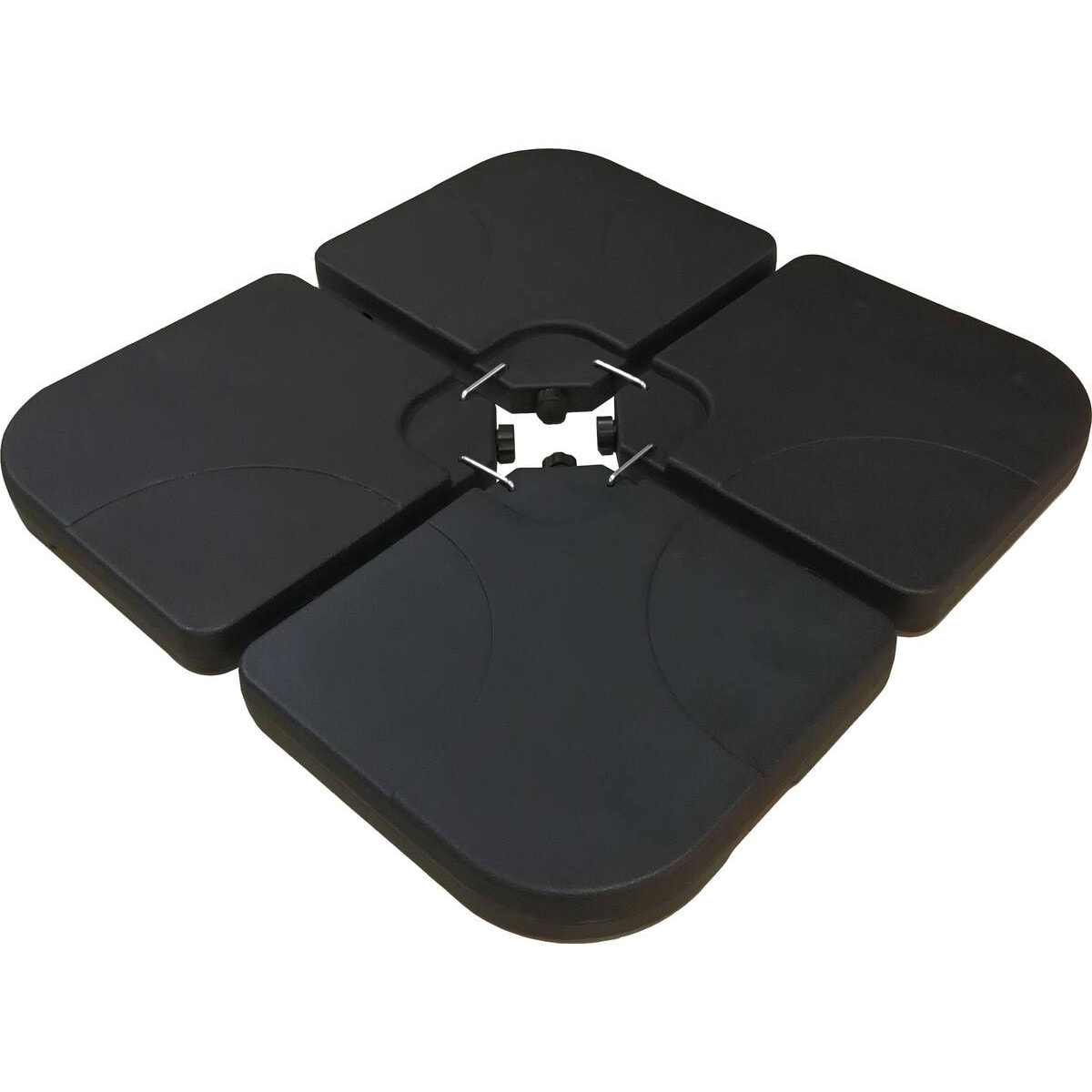 Parasol jardin déporté Alu "Ilios" - Rond - Ø 3 m - Noir - Dalles incluses