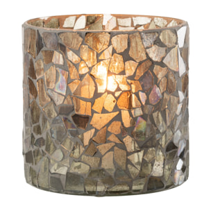 J-Line photophore Mosaique - verre - gris/vert - large