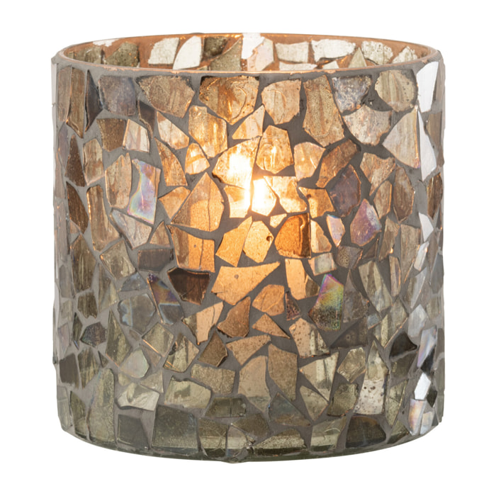 J-Line photophore Mosaique - verre - gris/vert - large