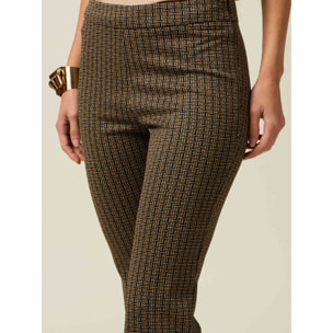 Oltre - Pantalones acampanados en punto milano estampado - Oro