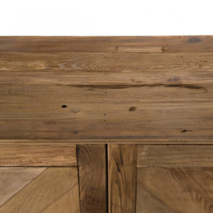 ANDRIAN - Buffet marron 4 portes bois Pin recyclé détails graphiques