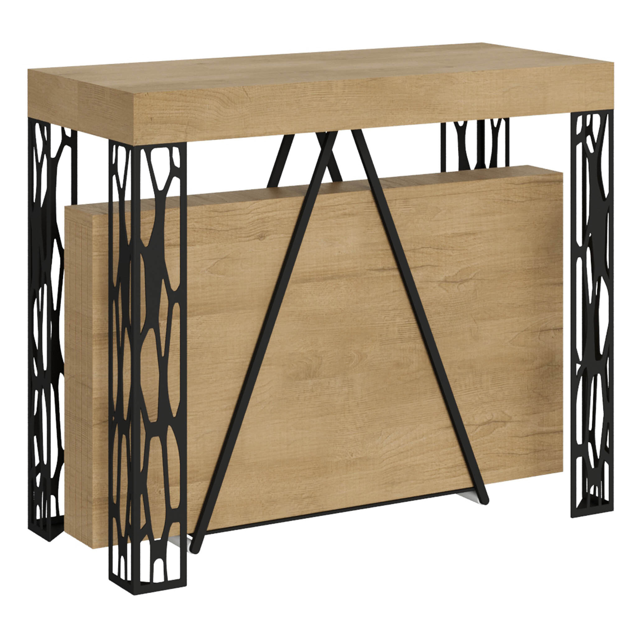 Consolle allungabile 90x40/196 cm Kerpa Small quercia natura telaio antracite