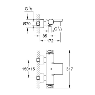Mitigeur thermostatique Bain / Douche 1/2 Grohtherm 2000