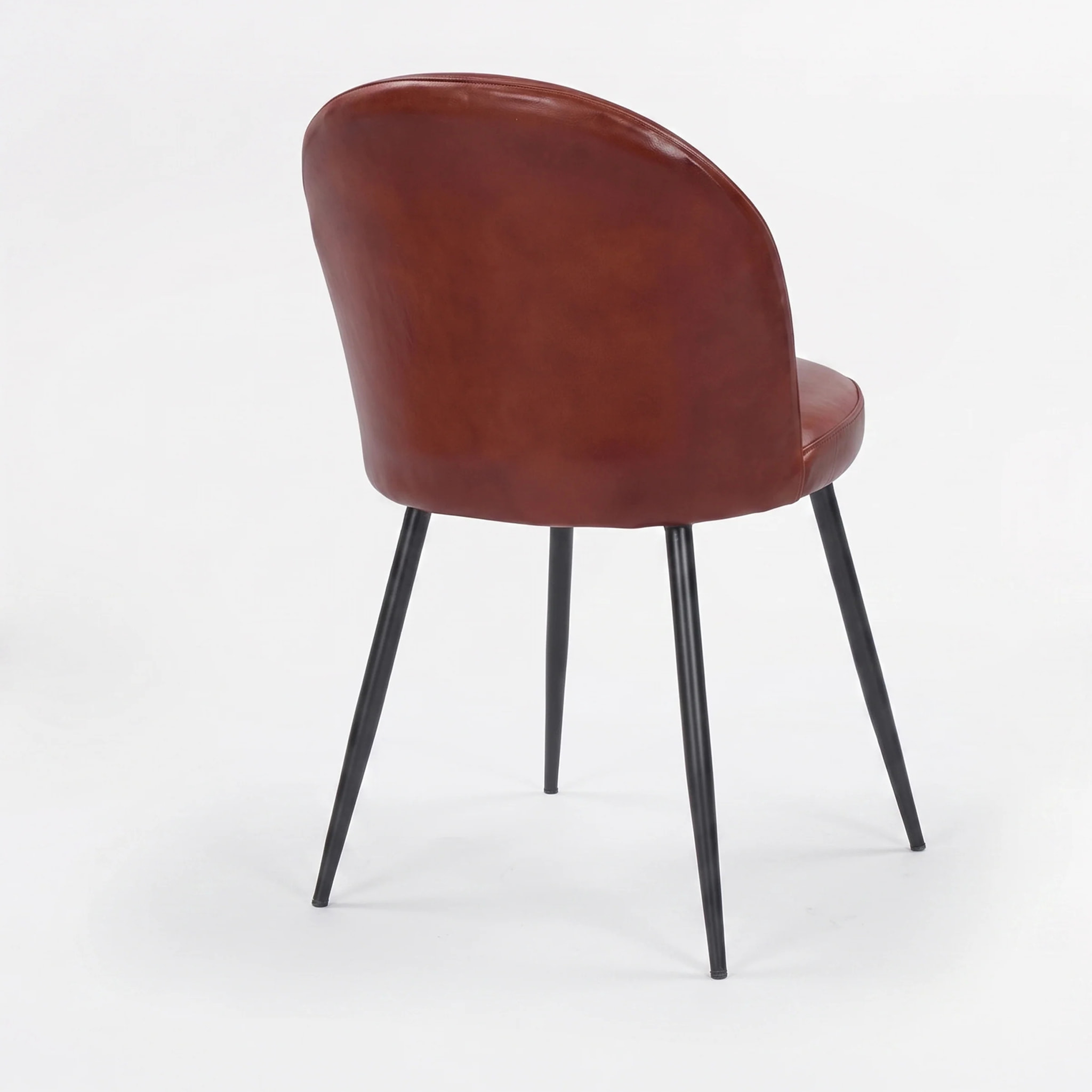 Lot de 2 chaises en cuir de buffle marron rouge - Célestin