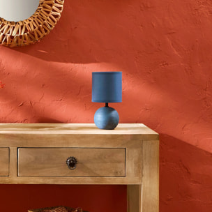 Lampe "Timeo" bleue striée - céramique H25 cm